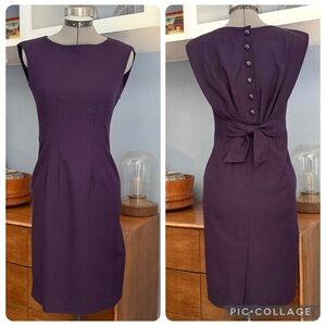 Moschino Cheap & Chic Purple Wool Sheath Dress Back Tie